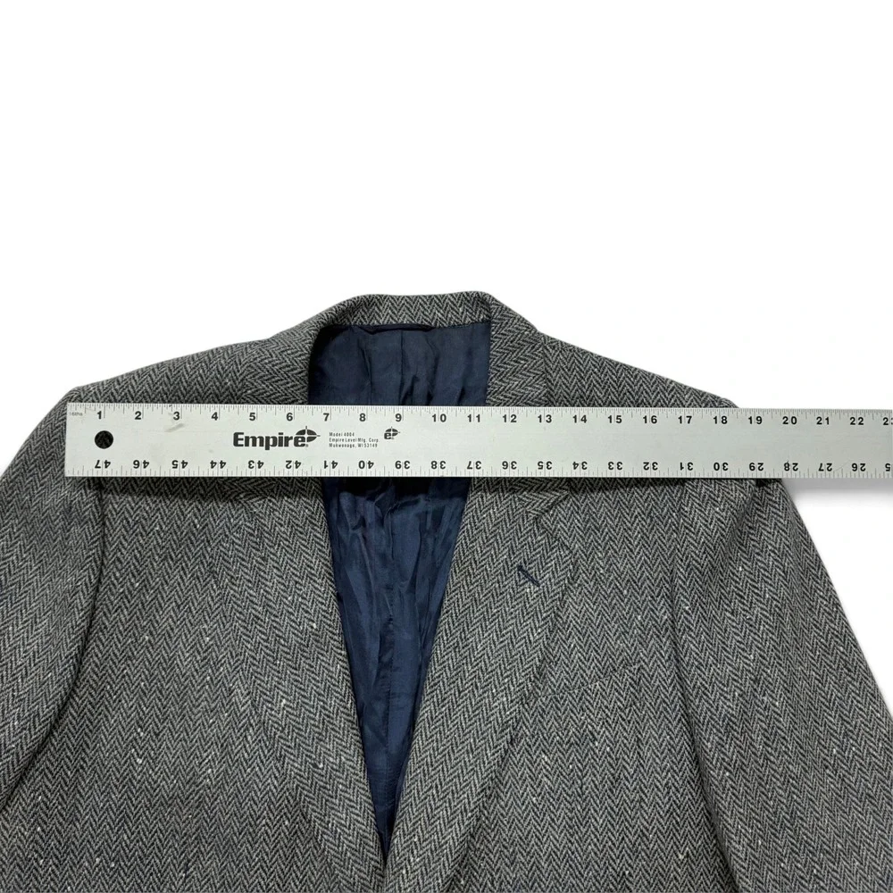 Ermenegildo Zegna Herringbone Virgin Wool Blazer Menns 46R Sport Coat Blue Grey